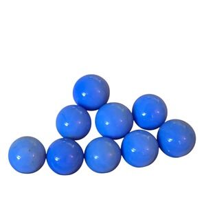 Vintage Opaque Blue Glass Marbles 13mm Solid Cornflower Set of 9 Retro Game Toy